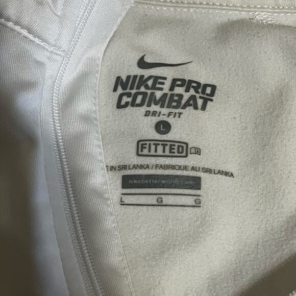 Nike white pro combat dri fit pull over - men’s size large - Picture 3 of 7